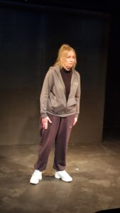 Claire Nelson, Level 2 Drama teacher at City of Oxford College performing in MotherHood at the Offbeat Festival 2024